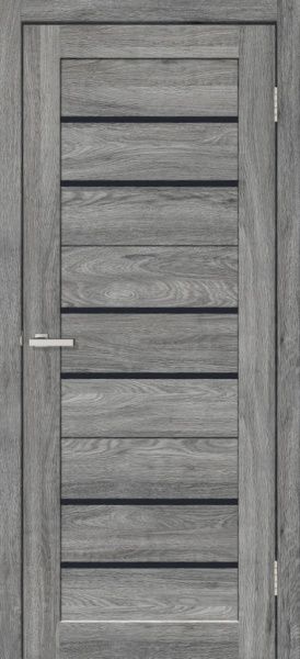 Дверне полотно ОМіС Lego 03 ПО чорне скло 700 мм дуб юджин 