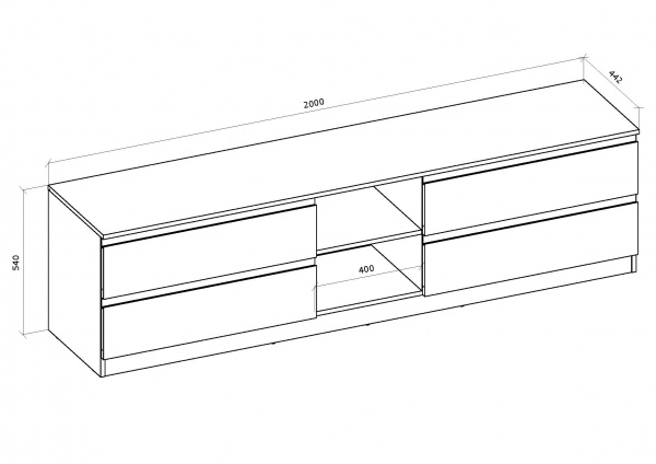 Тумба под ТВ Грейд Эстер 4ш 2000х540х442 мм белый / дуб сонома 