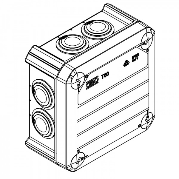 Коробка розподільча з кришкою OBO Bettermann Т-серії 114х114х57 самозатухаючий ПВХ 2007061