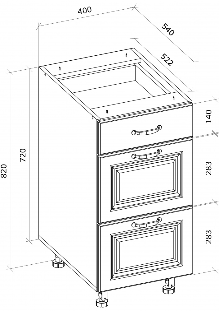 Тумба нижня з ящиком Q-25 Ня-3 (1+2) 40/82/54 МС Глорія біла емаль/дуб артізан Грейд
