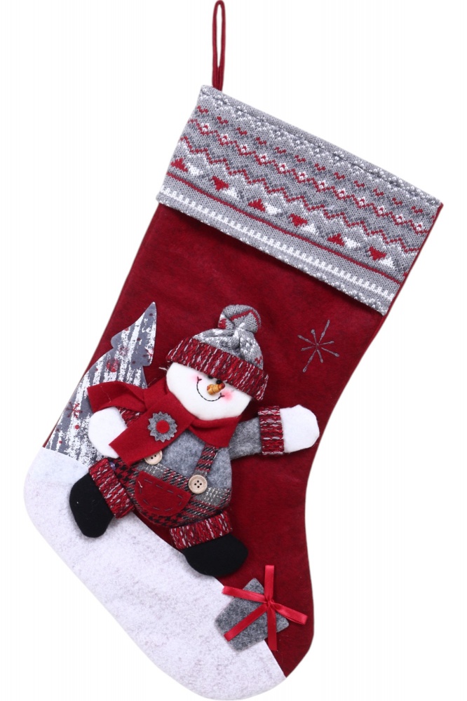 Чобіток декоративний різдвяний/персонажі бордовий 50см 2 асорт. W22-19A2924A W22-19A2924B