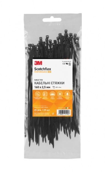 Стяжка кабельная 3M Scotchflex FS-160 AW-C 160 х 2,5 мм 25 шт. белый 