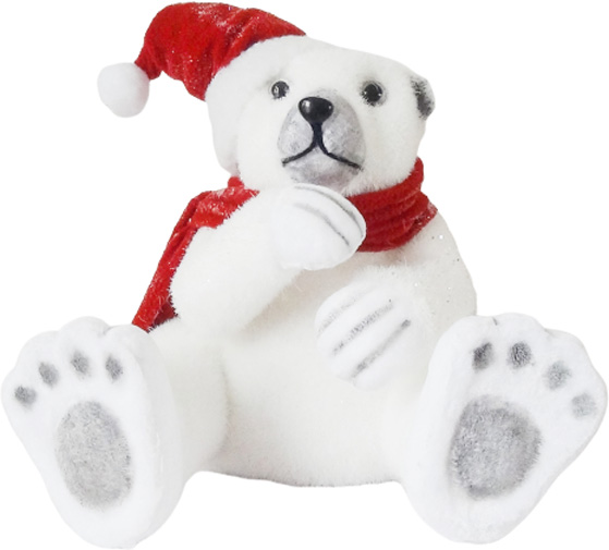 Декоративная фигура медведь в шапке и шарфике сидящий 31 см 