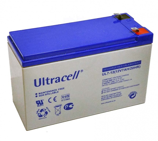 Батарея акумуляторна Ultracell UL7-12, 12В, 7Ач, AGM