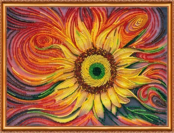 Набор для вышивания бисером на натуральном художественном холсте Солнце АВ-363 Абрис Арт 