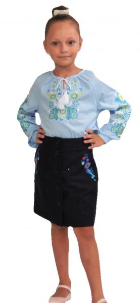 Вышиванка детская Эдельвика р.140 голубой 106-19/09 