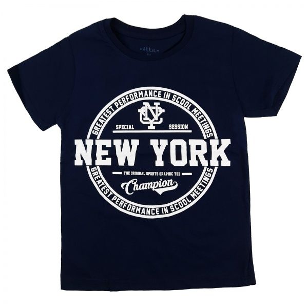 Футболка для хлопчика AKKU New York р.110 темно-синій 9164 