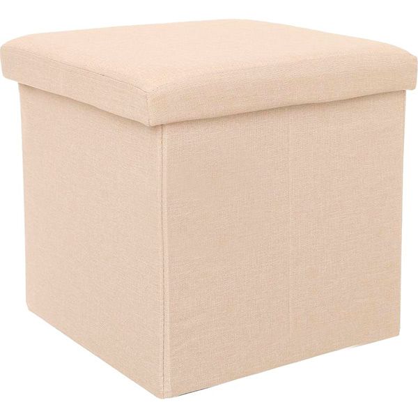 Ящик-пуф складной текстильный кремовый 380x380x380 мм