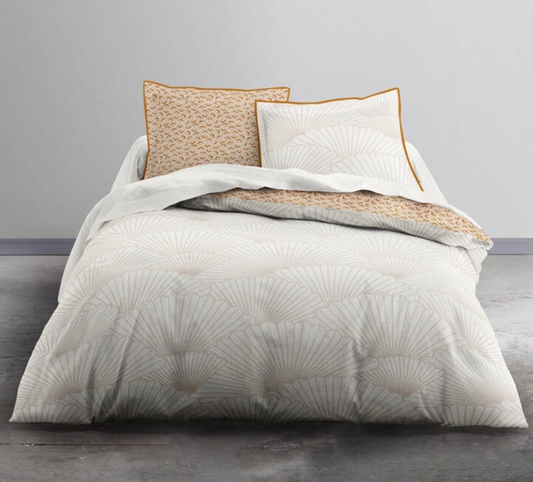 Комплект постільної білизни Amiens полуторний білий із коричневим Today (без простирадла)