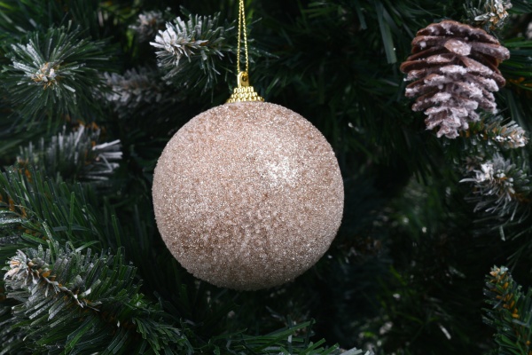 Елочная игрушка в форме шара с блестками и бусинками 8 см CAA130500 