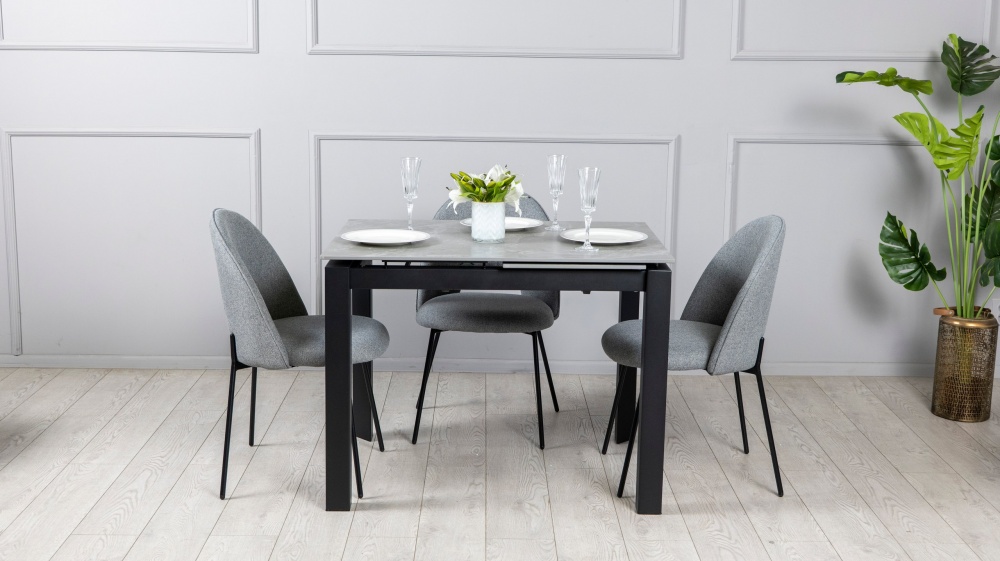 Стіл обідній Prestol Лейк 1000(1400)x750x750мм сірий/чорний