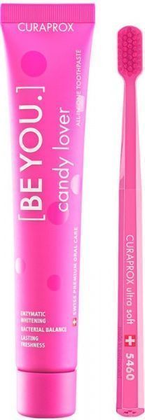 Набор CURAPROX Зубная паста + щетка BE YOU Pink 90 мл