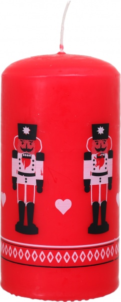 Свічка рустикальна циліндр 78x140 Солдат червона Pako-If