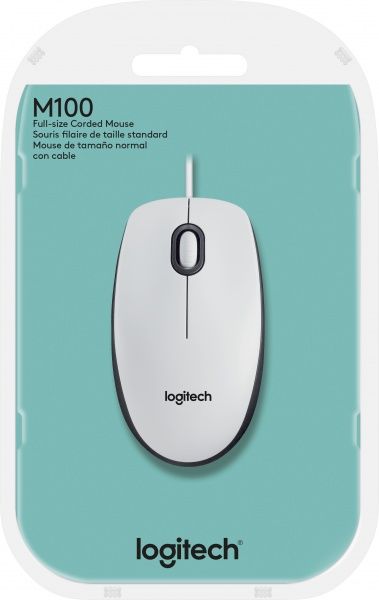 Мишка Logitech M100 - EMEA (L910-005004) white 