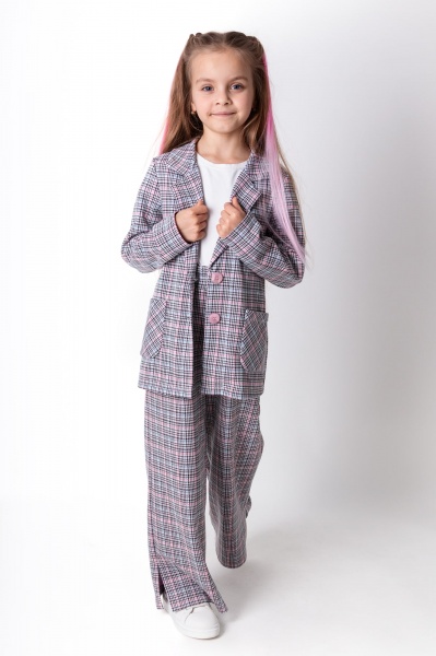 Костюм для девочки Mevis 128 серо-синий 4257 