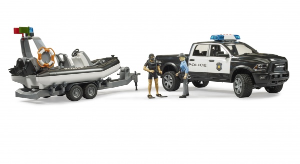 Поліцейська машина Bruder RAM 2500 з човном та фігурками 1:16 02507