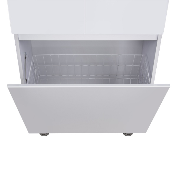 Пенал Мойдодыр Soft White П-66к напольний с корзиной для белья