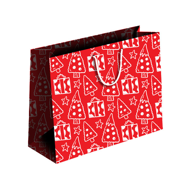 Пакет подарунковий Новий рік 450х420х300 мм червоний ПБС