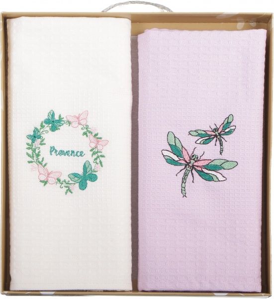 Набір рушників кухонних Прованс 2 45x60 см La Nuit бузковий із білим 