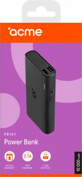 Внешний аккумулятор (Powerbank) Acme PB101 10000 mAh black (4770070880517) 