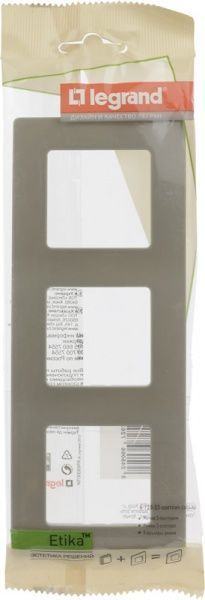 Рамка тримісна Legrand Etika універсальна світла галька 672523