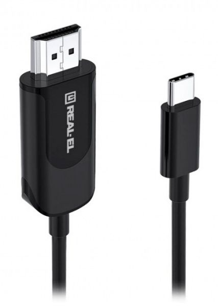 Кабель Real-el CHD-180 Type C- HDMI 4K 60Hz 1,8 м чорний (CHD-180, black (REAL-EL))