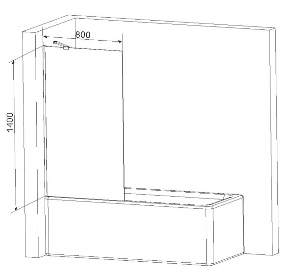 Шторка для ванны AM.PM 80х140 см WU90BS-080-140CT Gem