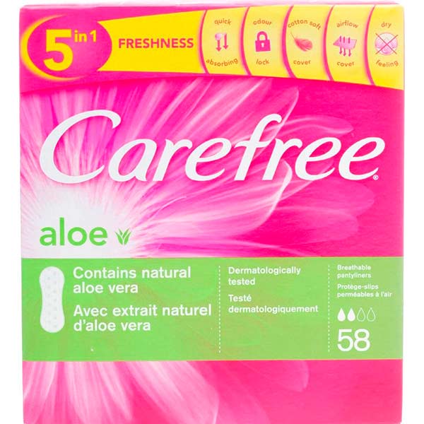 Прокладки ежедневные Carefree Aloe 58 шт