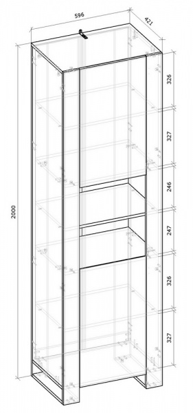 Шкаф-пенал Грейд Combo 596х2000х421 мм графит серый / дуб эвок прибрежный 