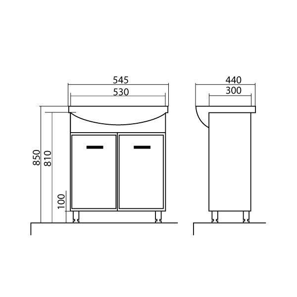 Тумба підлогова Aqua Rodos Декор з умивальником Nova 50