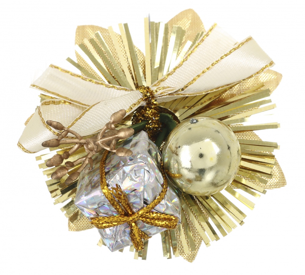 Декорация новогодняя из шариков мишуры 4 шт в наборе пенопласта. полиэстер ассорт. 9см EPI-W68-38/84D/DS/DR