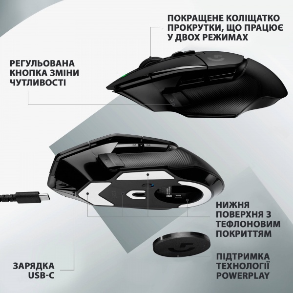 Мишка бездротова Logitech G502 X Lightspeed black (910-006180) 