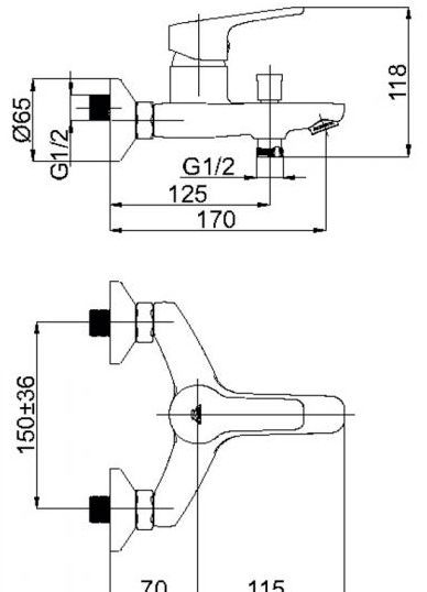 Смеситель для ванны Rubineta Uno-10 WT N10071