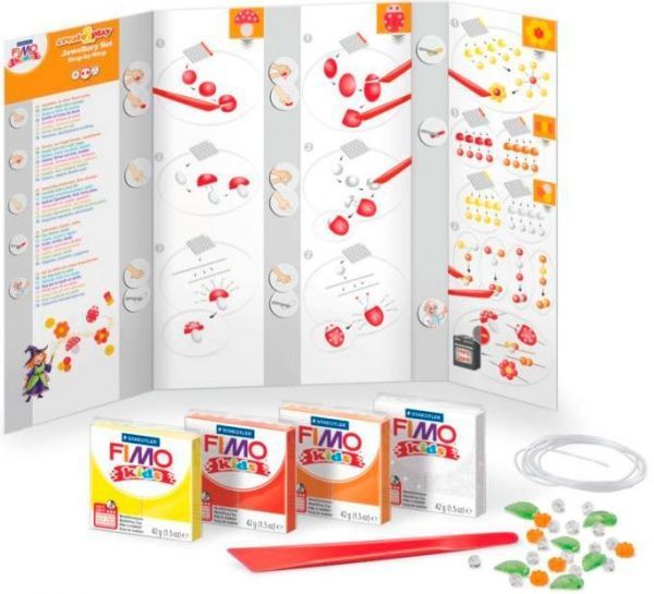 Набор пластики Fimo для создания украшений Цветы 4 цвета 42 г 