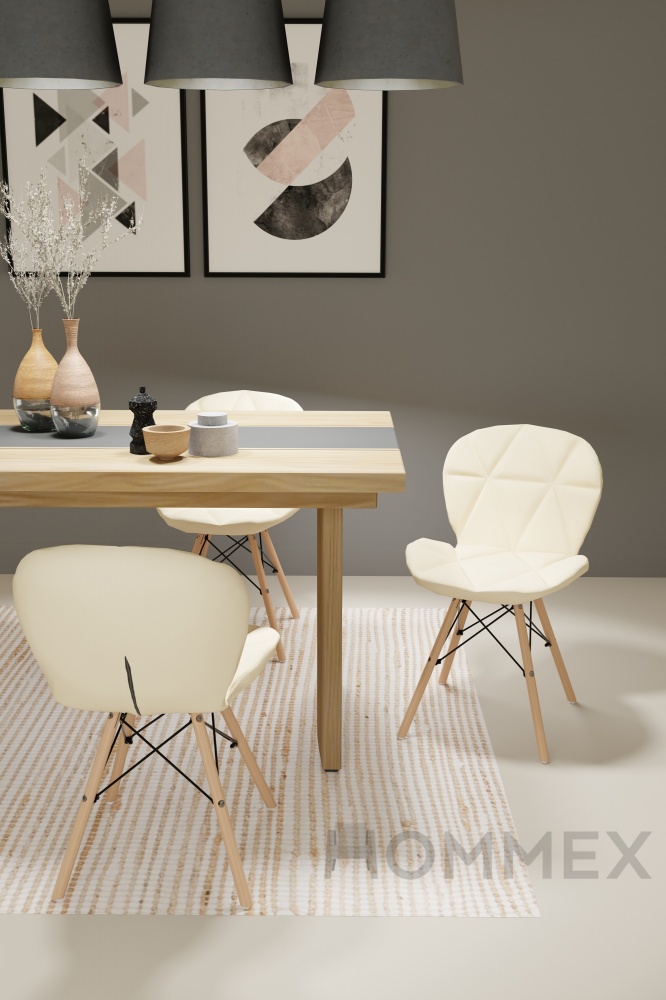 Стул обеденный Hommex Karmen экокожа White белый / дерево светлое