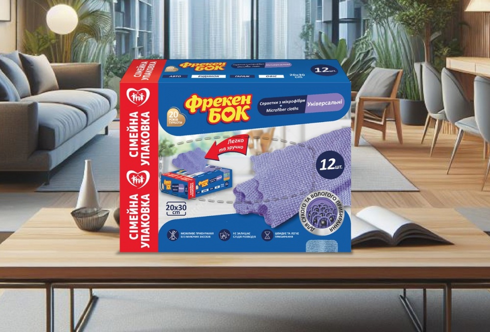 Серветка універсальна Фрекен Бок з мікрофібри 20x30 см 12 шт./уп.