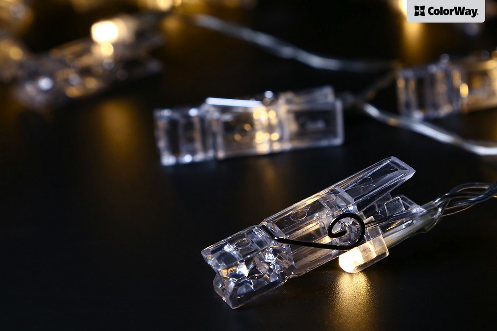 Гирлянда светодиодная ColorWay с прищепками для фото светодиодная (LED) 30 ламп 3 м (CW-LCP-20L30BU)