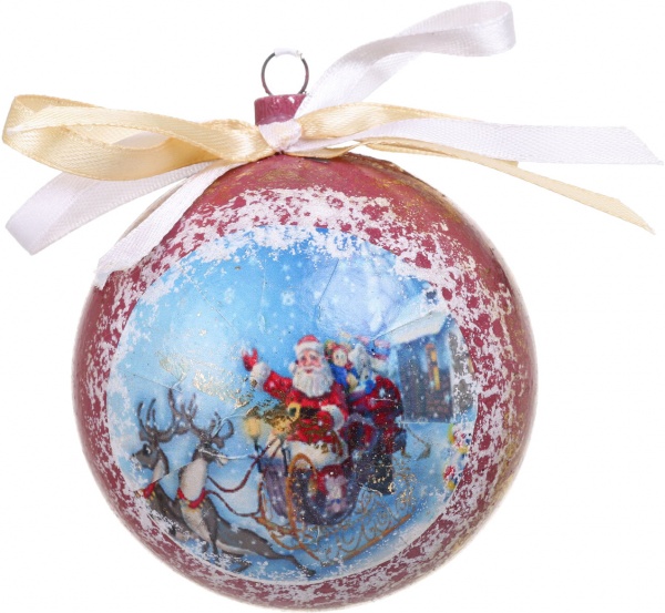 Шар новогодний Декупаж d 80 мм в ассортименте