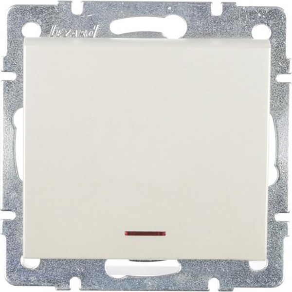 Выключатель одноклавишный Lezard Rain с подсветкой 250В жемчужно-белый 703-3088-111