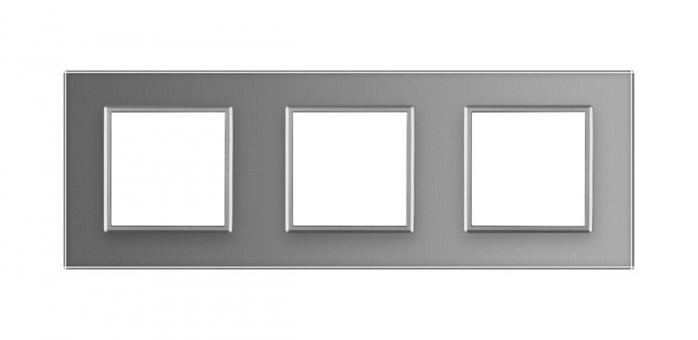 Рамка тримісна Livolo C7 універсальна сіре скло C7-SR/SR/SR-15