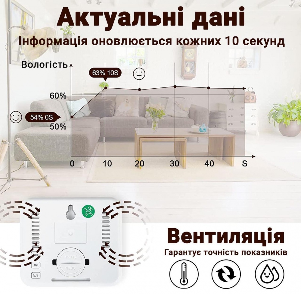 Термогигрометр цифровой с часами CX-0813 белый