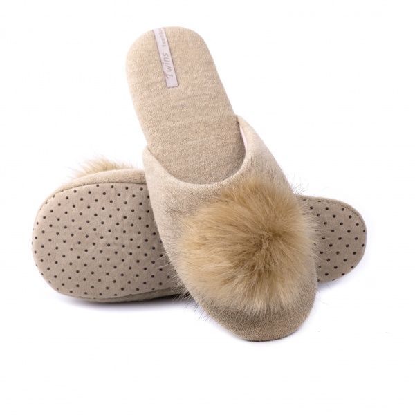 Капці домашні Twins з помпоном р. 36/37 бежевий HS 