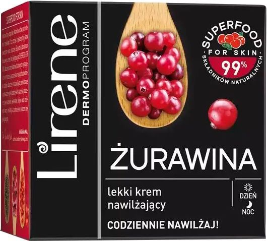 Крем для лица Lirene увлажняющий легкий Superfood For Skin Клюква 50 мл
