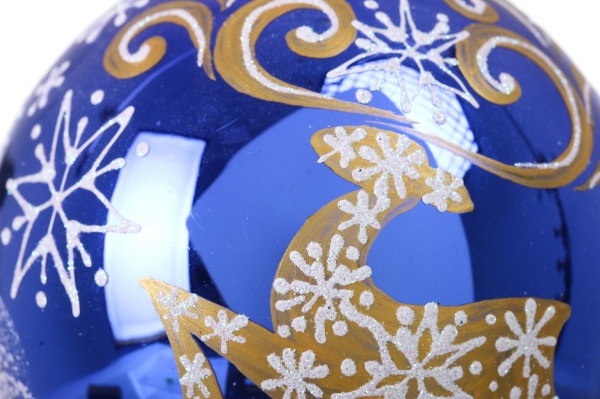 Шар новогодний зимние краски ручной работы стеклянный d 100 мм черный