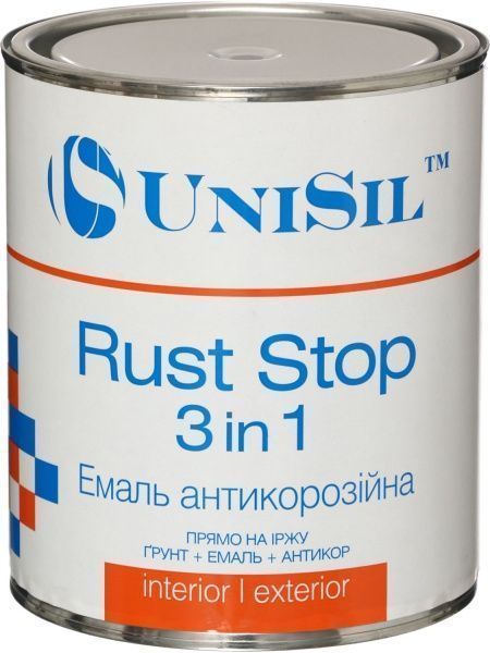 Ґрунт-емаль UniSil антикорозійна Rust Stop 3 in 1 чорний глянець 0,75л