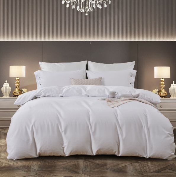 Комплект постільної білизни Solid сімейний однотонний білий La Nuit 