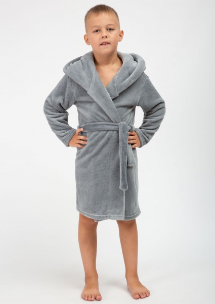Халат дитячий для хлопчиків Roksana Вушки р.128 сірий 