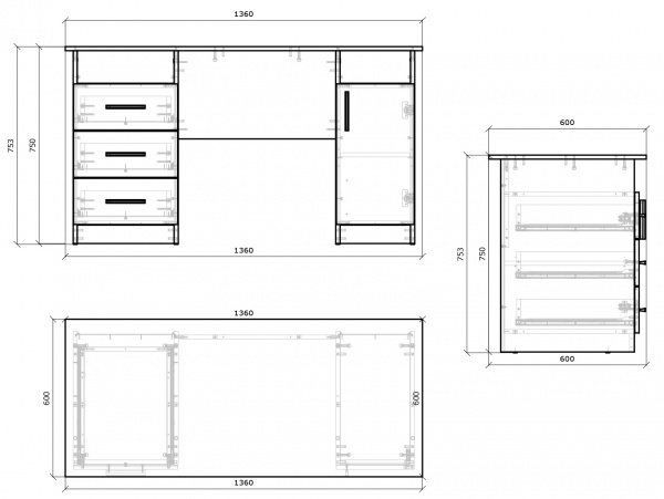 Стол письменный Грейд Оптимал 4 1д3я дуб сонома 