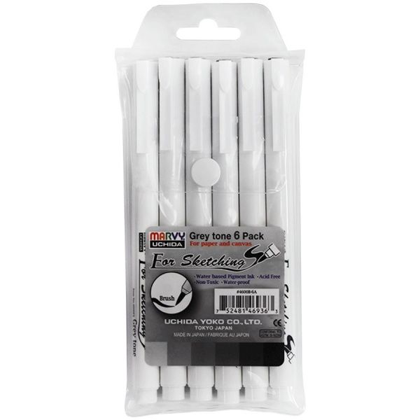 Мультилайнер Marvy Marvy серые оттенки 6 шт. 
