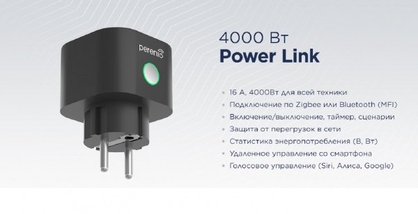 Розумна розетка Perenio PEHPL02 чорний 